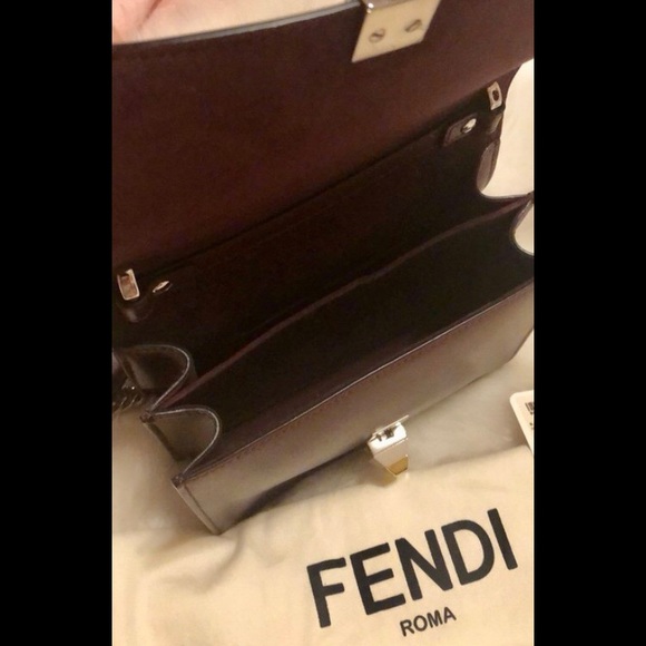 ❌SOLD❌  FENDI KAN SMALL BURGUNDY CALFSKIN MINI BAG - Picture 12 of 13